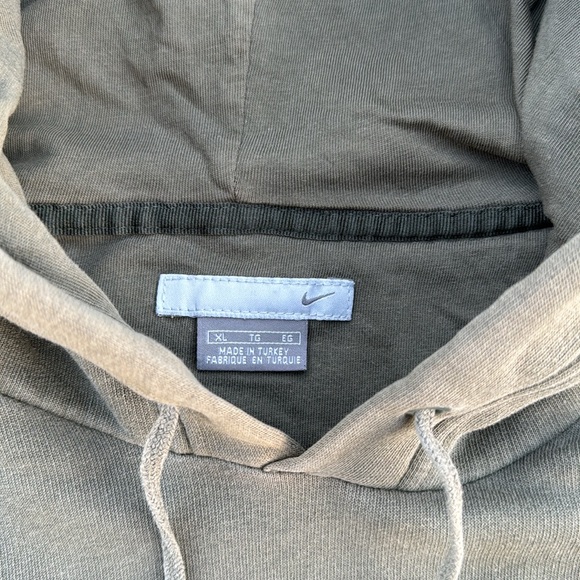 Vintage Nike Gray Tag Small Swoosh Army Green Pullover Hoodie Sweatshirt Size XL - Picture 5 of 7